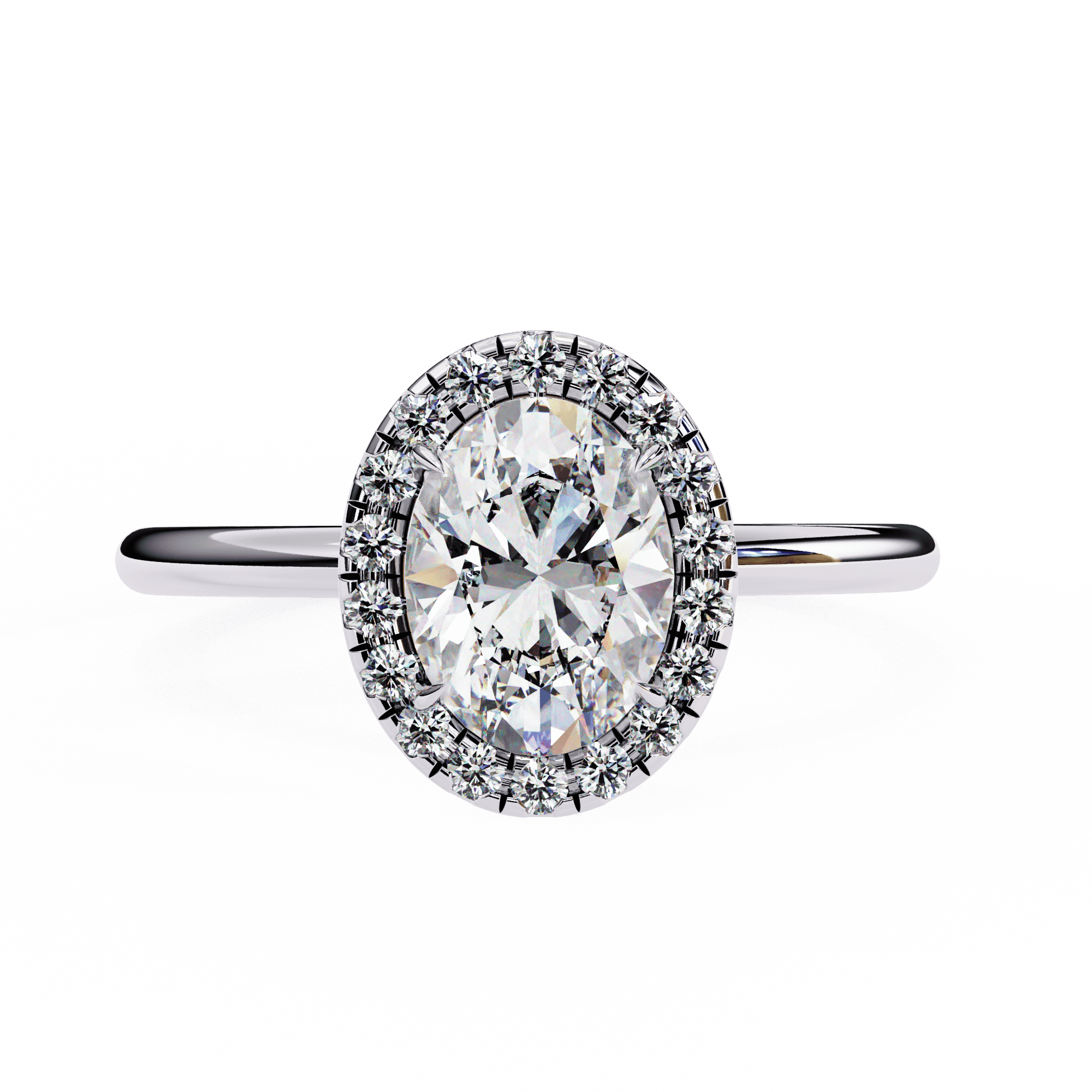 Oval-Cut Diamond Halo Engagement Ring
